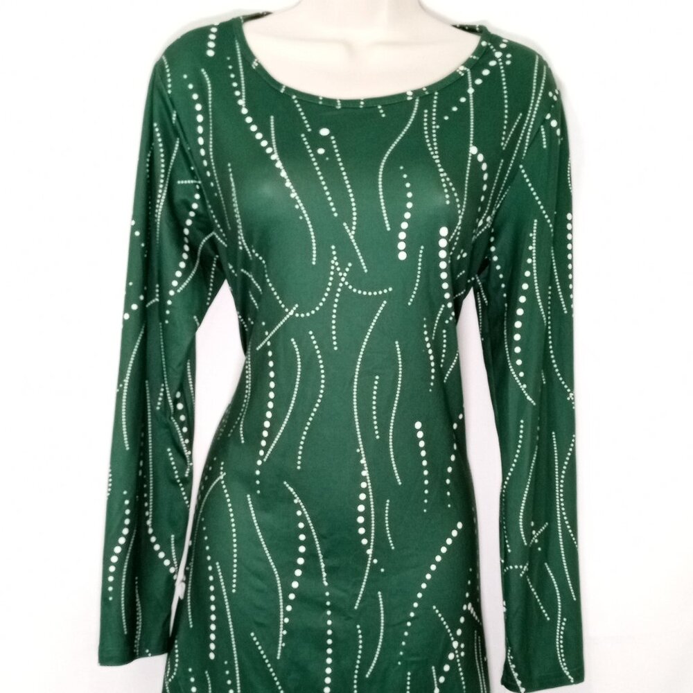 Unbranded Asymmetrical Green and White Women's Dress Size M